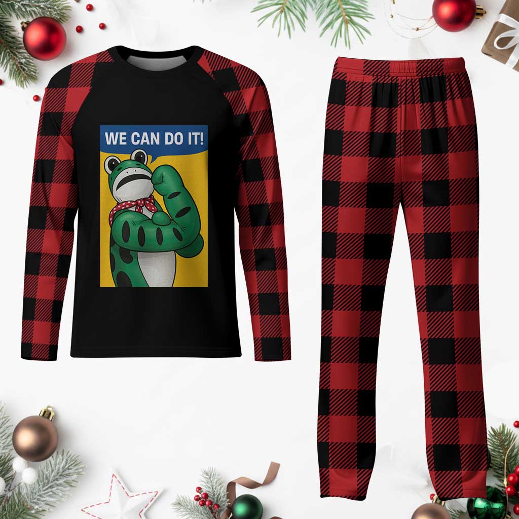 We Can Do It Rosie Frog Plaid Pajama Set Resist Protest Parody Feminist Retro Poster - Wonder Print Shop