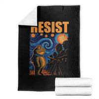Starry Night Resist Frog Throw Blanket Resistance Protest Surreal Art Graphic - Wonder Print Shop