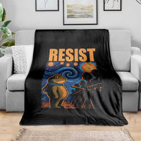 Starry Night Resist Frog Throw Blanket Resistance Protest Surreal Art Graphic - Wonder Print Shop