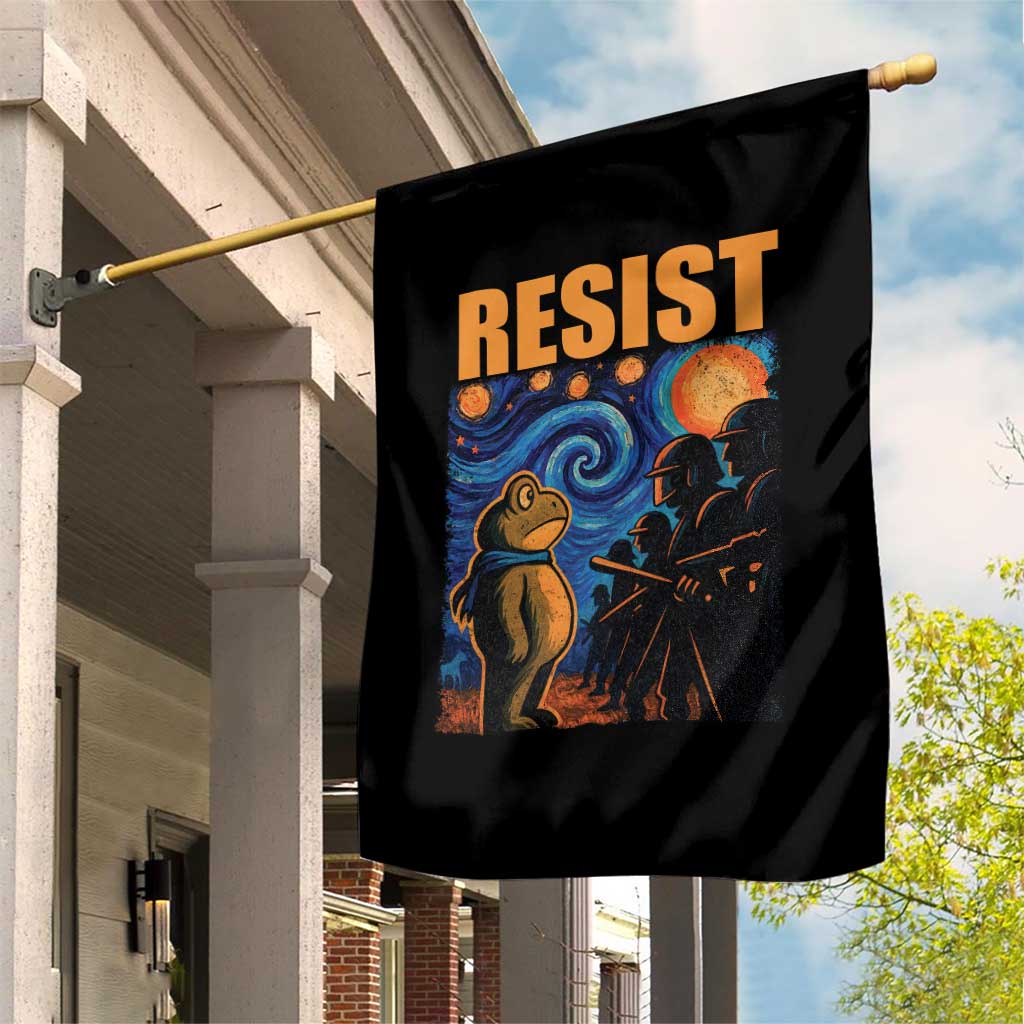 Starry Night Resist Frog Garden Flag Resistance Protest Surreal Art Graphic - Wonder Print Shop