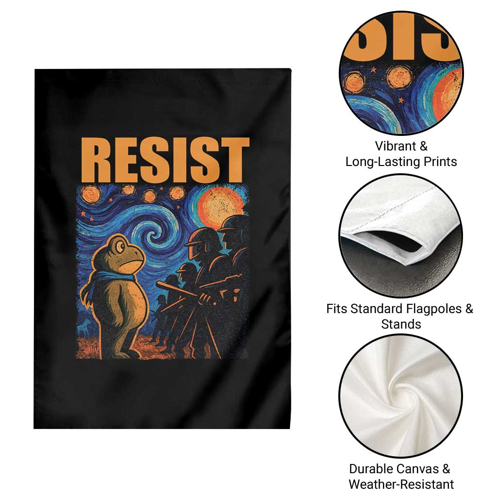 Starry Night Resist Frog Garden Flag Resistance Protest Surreal Art Graphic - Wonder Print Shop