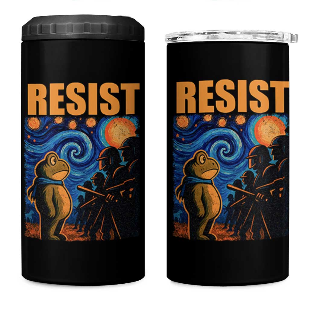 Starry Night Resist Frog 4 in 1 Can Cooler Tumbler Resistance Protest Surreal Art Graphic - Wonder Print Shop