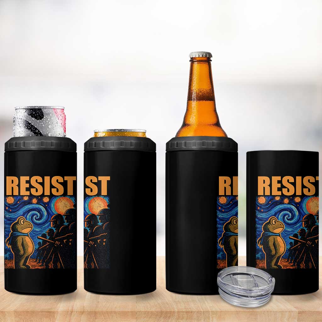 Starry Night Resist Frog 4 in 1 Can Cooler Tumbler Resistance Protest Surreal Art Graphic - Wonder Print Shop
