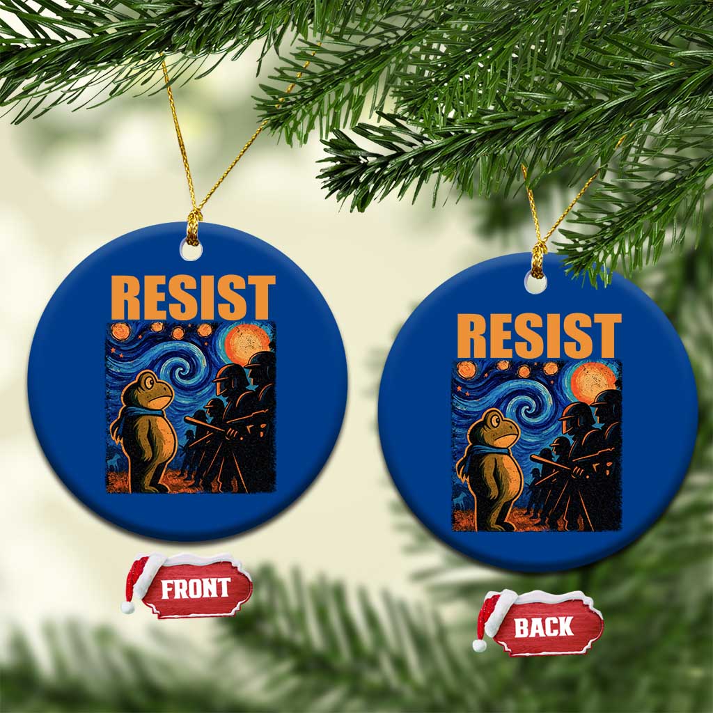 Starry Night Resist Frog Ceramic Ornament Resistance Protest Surreal Art Graphic - Wonder Print Shop