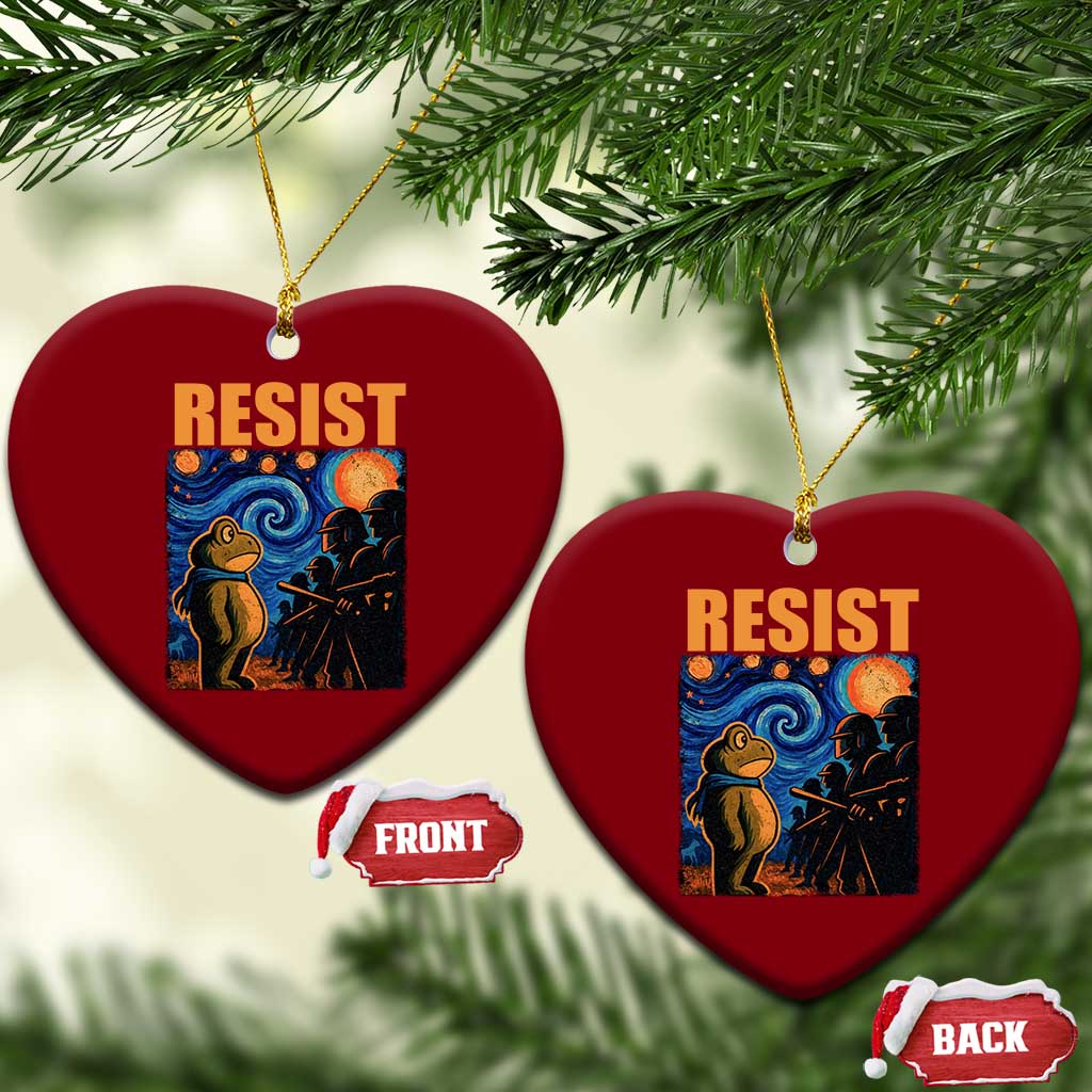 Starry Night Resist Frog Ceramic Ornament Resistance Protest Surreal Art Graphic - Wonder Print Shop