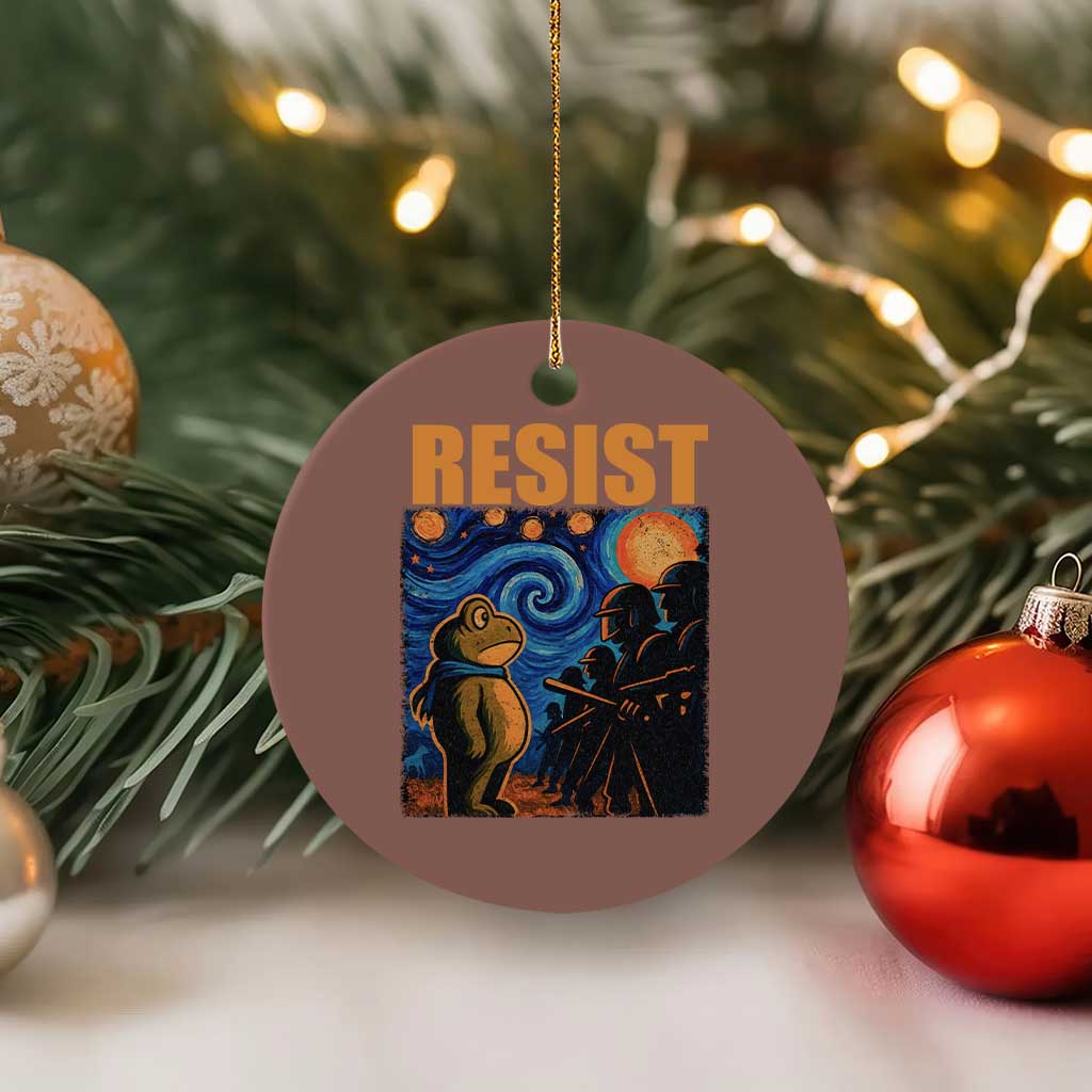 Starry Night Resist Frog Ceramic Ornament Resistance Protest Surreal Art Graphic - Wonder Print Shop