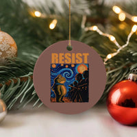 Starry Night Resist Frog Ceramic Ornament Resistance Protest Surreal Art Graphic - Wonder Print Shop