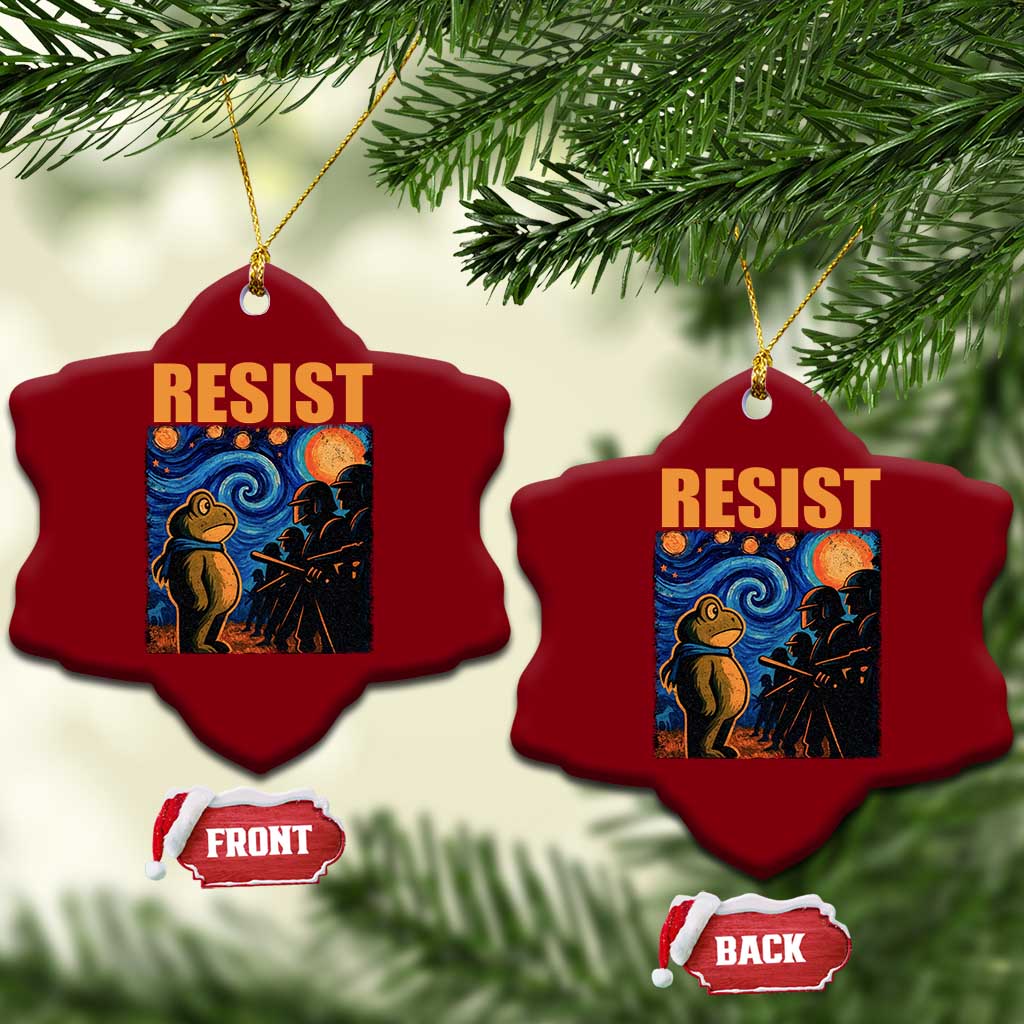 Starry Night Resist Frog Ceramic Ornament Resistance Protest Surreal Art Graphic - Wonder Print Shop