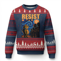 Starry Night Resist Frog Ugly Christmas Sweater Resistance Protest Surreal Art Graphic - Wonder Print Shop