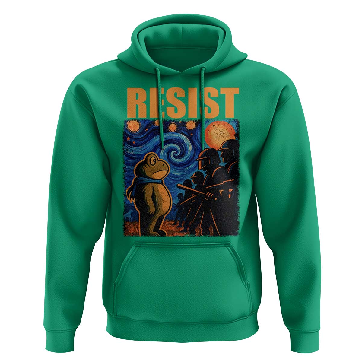 Starry Night Resist Frog Hoodie Resistance Protest Surreal Art Graphic - Wonder Print Shop