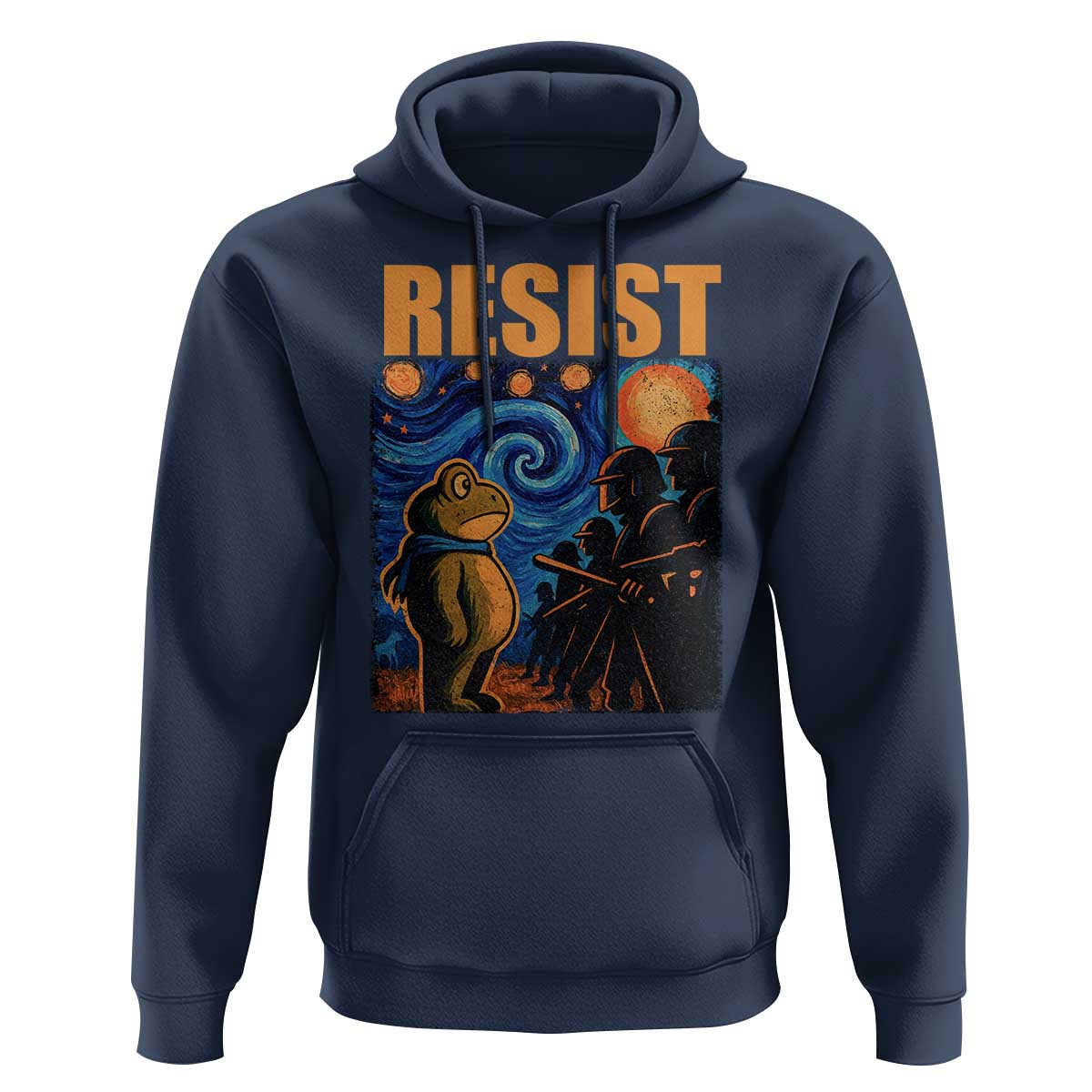 Starry Night Resist Frog Hoodie Resistance Protest Surreal Art Graphic - Wonder Print Shop