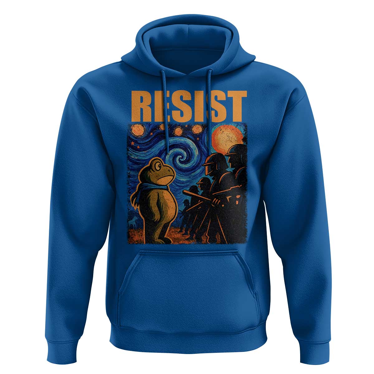 Starry Night Resist Frog Hoodie Resistance Protest Surreal Art Graphic - Wonder Print Shop