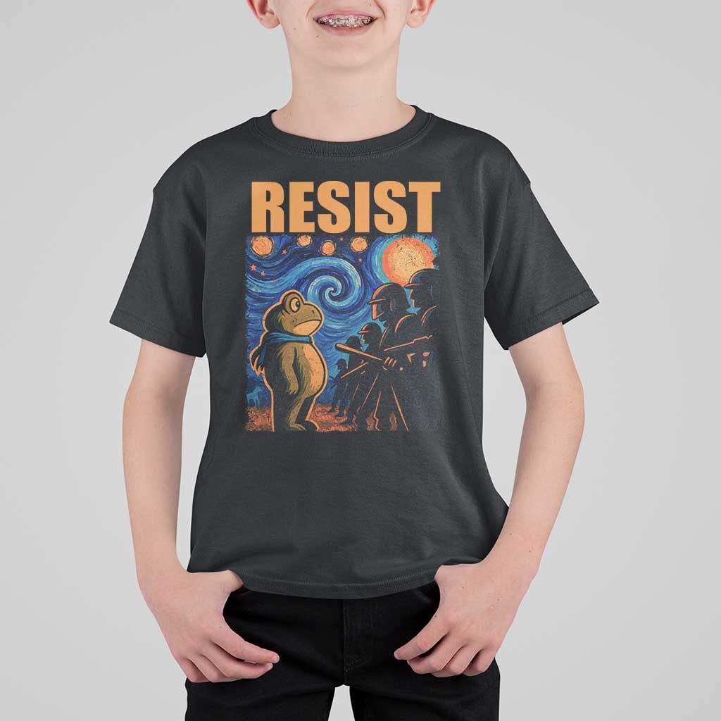 Starry Night Resist Frog T Shirt For Kid Resistance Protest Surreal Art Graphic - Wonder Print Shop