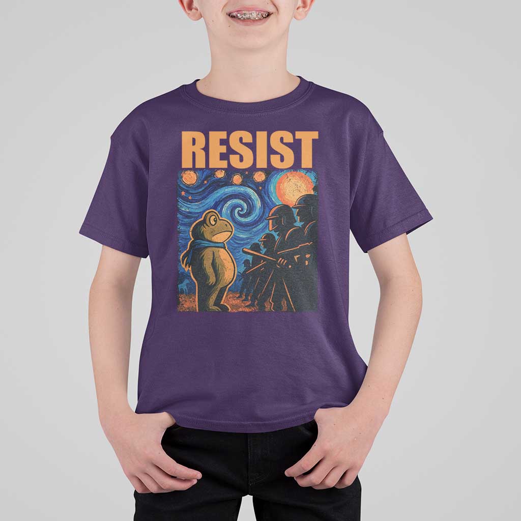 Starry Night Resist Frog T Shirt For Kid Resistance Protest Surreal Art Graphic - Wonder Print Shop