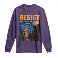 Starry Night Resist Frog Long Sleeve Shirt Resistance Protest Surreal Art Graphic - Wonder Print Shop