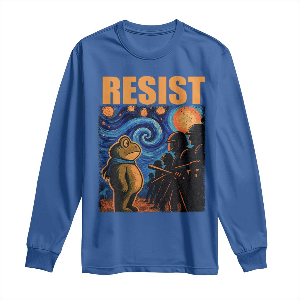 Starry Night Resist Frog Long Sleeve Shirt Resistance Protest Surreal Art Graphic - Wonder Print Shop