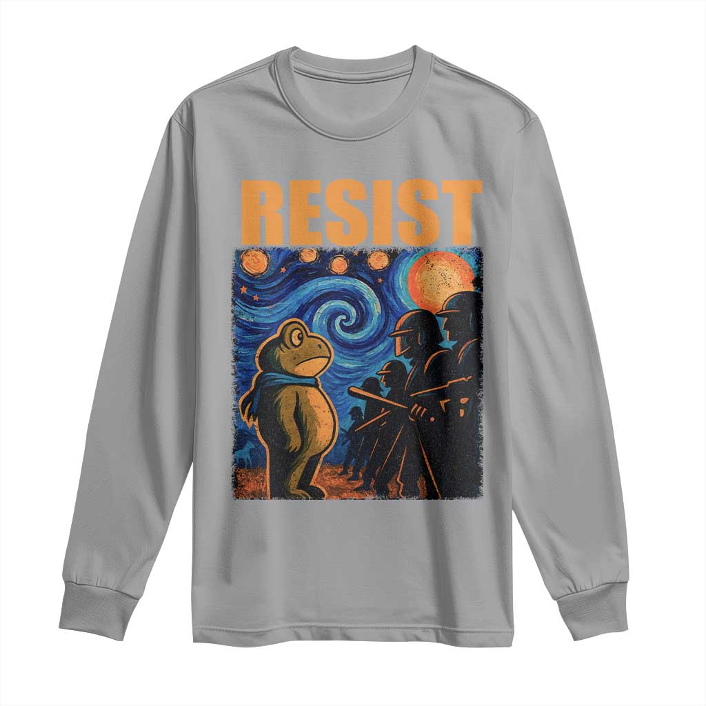 Starry Night Resist Frog Long Sleeve Shirt Resistance Protest Surreal Art Graphic - Wonder Print Shop