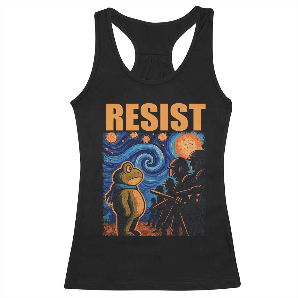 Starry Night Resist Frog Racerback Tank Top Resistance Protest Surreal Art Graphic - Wonder Print Shop