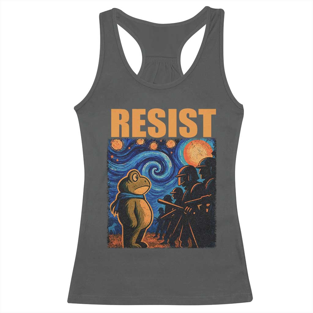 Starry Night Resist Frog Racerback Tank Top Resistance Protest Surreal Art Graphic - Wonder Print Shop