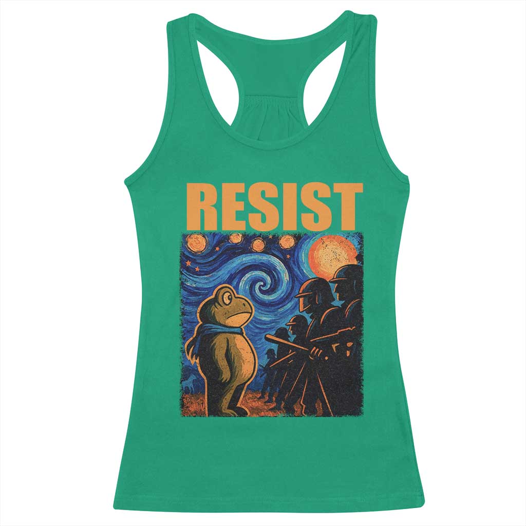 Starry Night Resist Frog Racerback Tank Top Resistance Protest Surreal Art Graphic - Wonder Print Shop