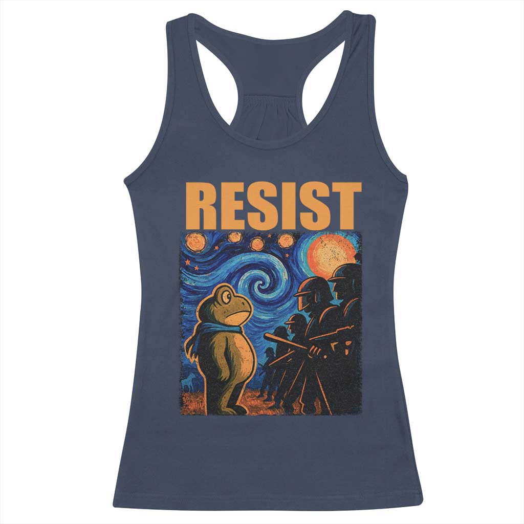 Starry Night Resist Frog Racerback Tank Top Resistance Protest Surreal Art Graphic - Wonder Print Shop