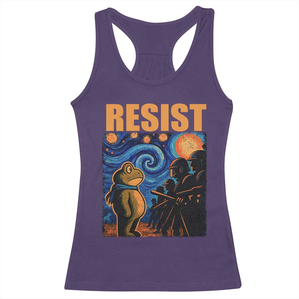Starry Night Resist Frog Racerback Tank Top Resistance Protest Surreal Art Graphic - Wonder Print Shop
