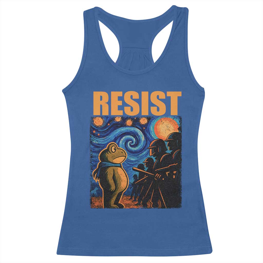 Starry Night Resist Frog Racerback Tank Top Resistance Protest Surreal Art Graphic - Wonder Print Shop