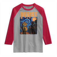 Starry Night Resist Frog Raglan Shirt Resistance Protest Surreal Art Graphic - Wonder Print Shop