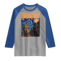 Starry Night Resist Frog Raglan Shirt Resistance Protest Surreal Art Graphic - Wonder Print Shop