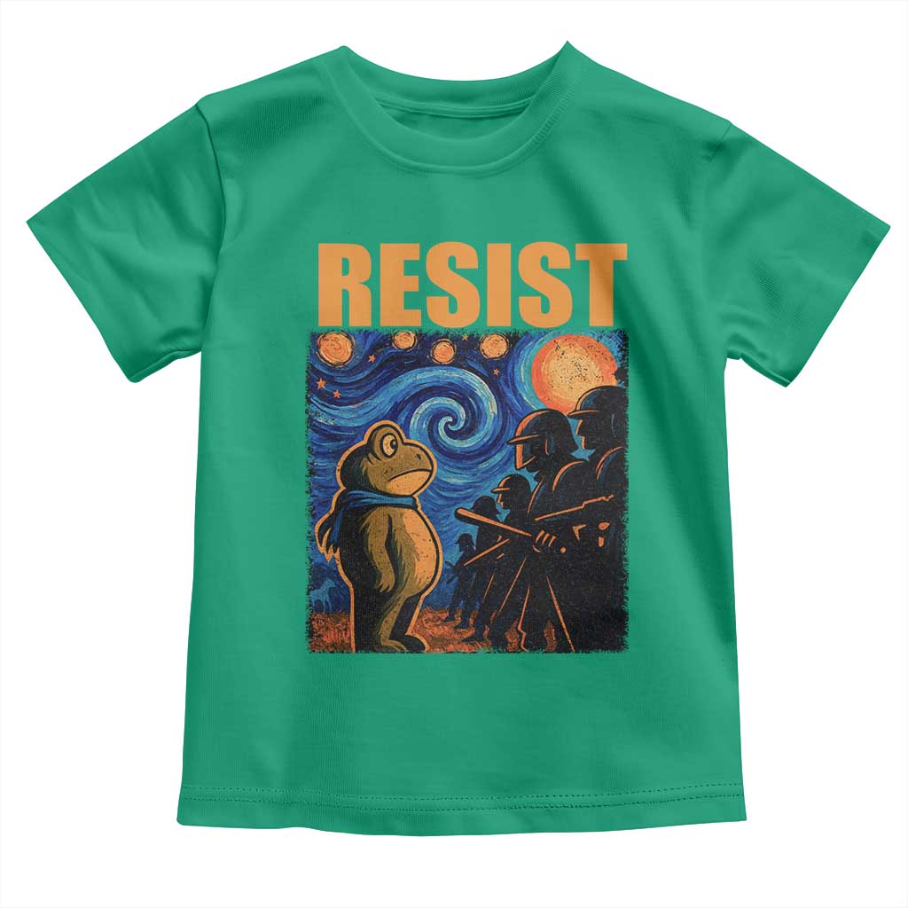 Starry Night Resist Frog Toddler T Shirt Resistance Protest Surreal Art Graphic - Wonder Print Shop