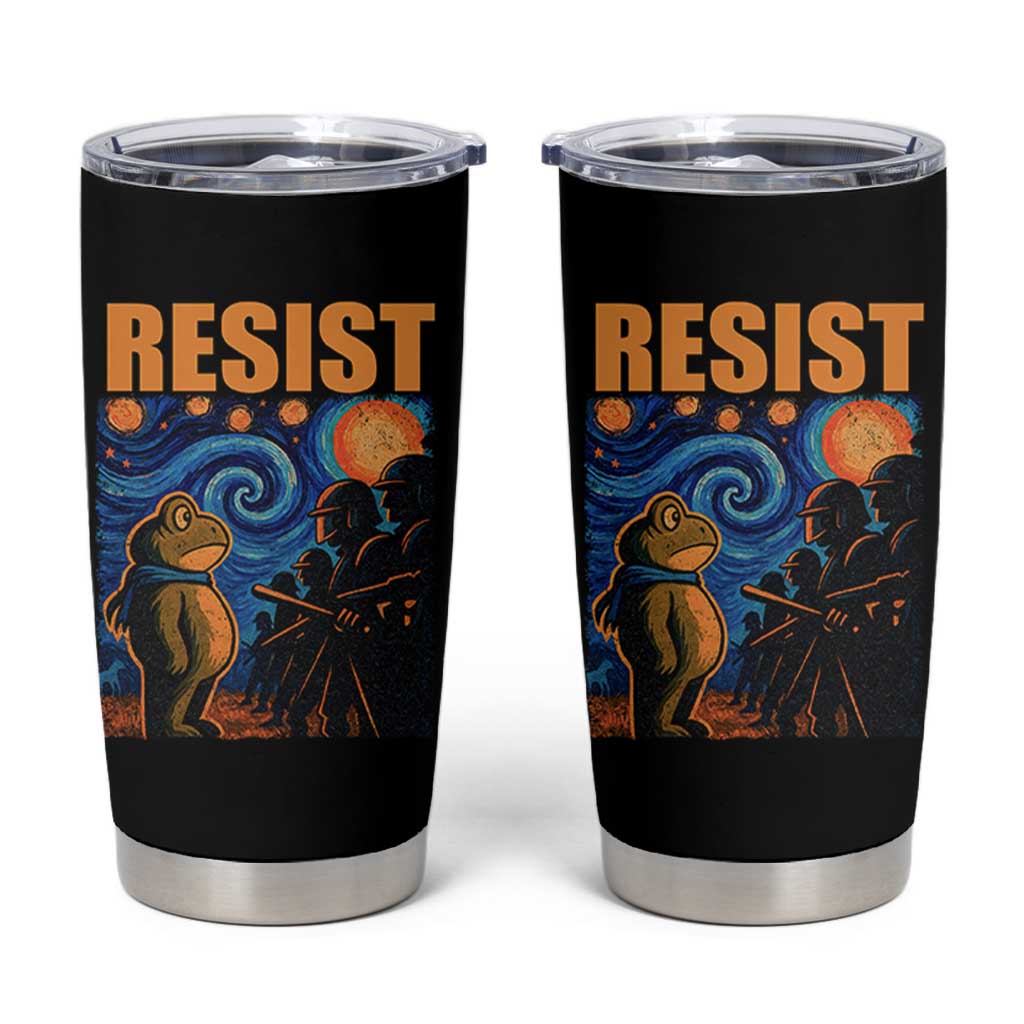 Starry Night Resist Frog Tumbler Cup Resistance Protest Surreal Art Graphic - Wonder Print Shop
