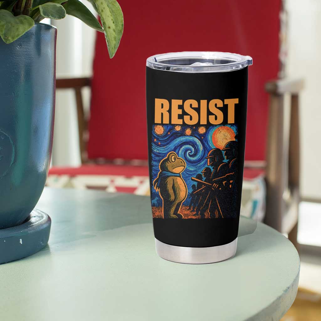 Starry Night Resist Frog Tumbler Cup Resistance Protest Surreal Art Graphic - Wonder Print Shop