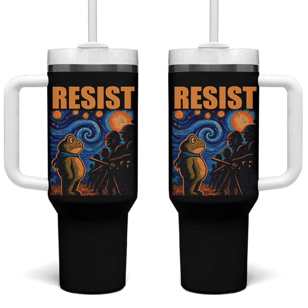 Starry Night Resist Frog Tumbler With Handle Resistance Protest Surreal Art Graphic - Wonder Print Shop