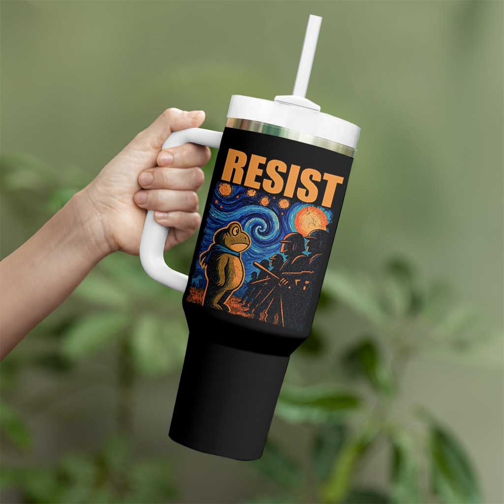 Starry Night Resist Frog Tumbler With Handle Resistance Protest Surreal Art Graphic - Wonder Print Shop