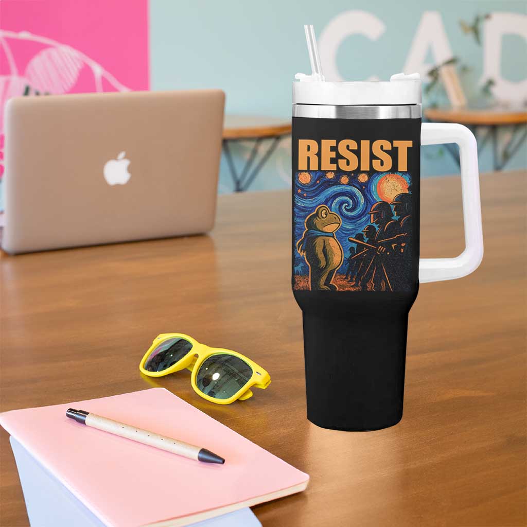 Starry Night Resist Frog Tumbler With Handle Resistance Protest Surreal Art Graphic - Wonder Print Shop