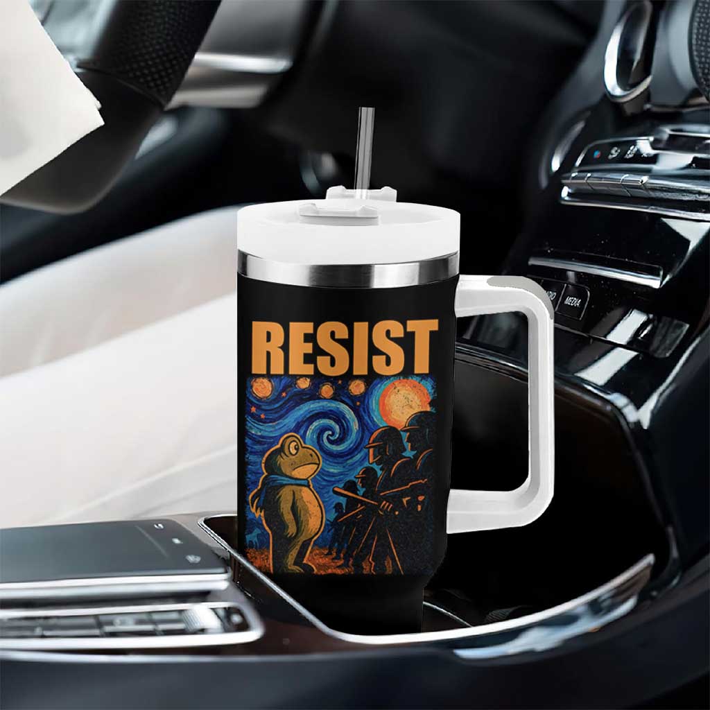 Starry Night Resist Frog Tumbler With Handle Resistance Protest Surreal Art Graphic - Wonder Print Shop