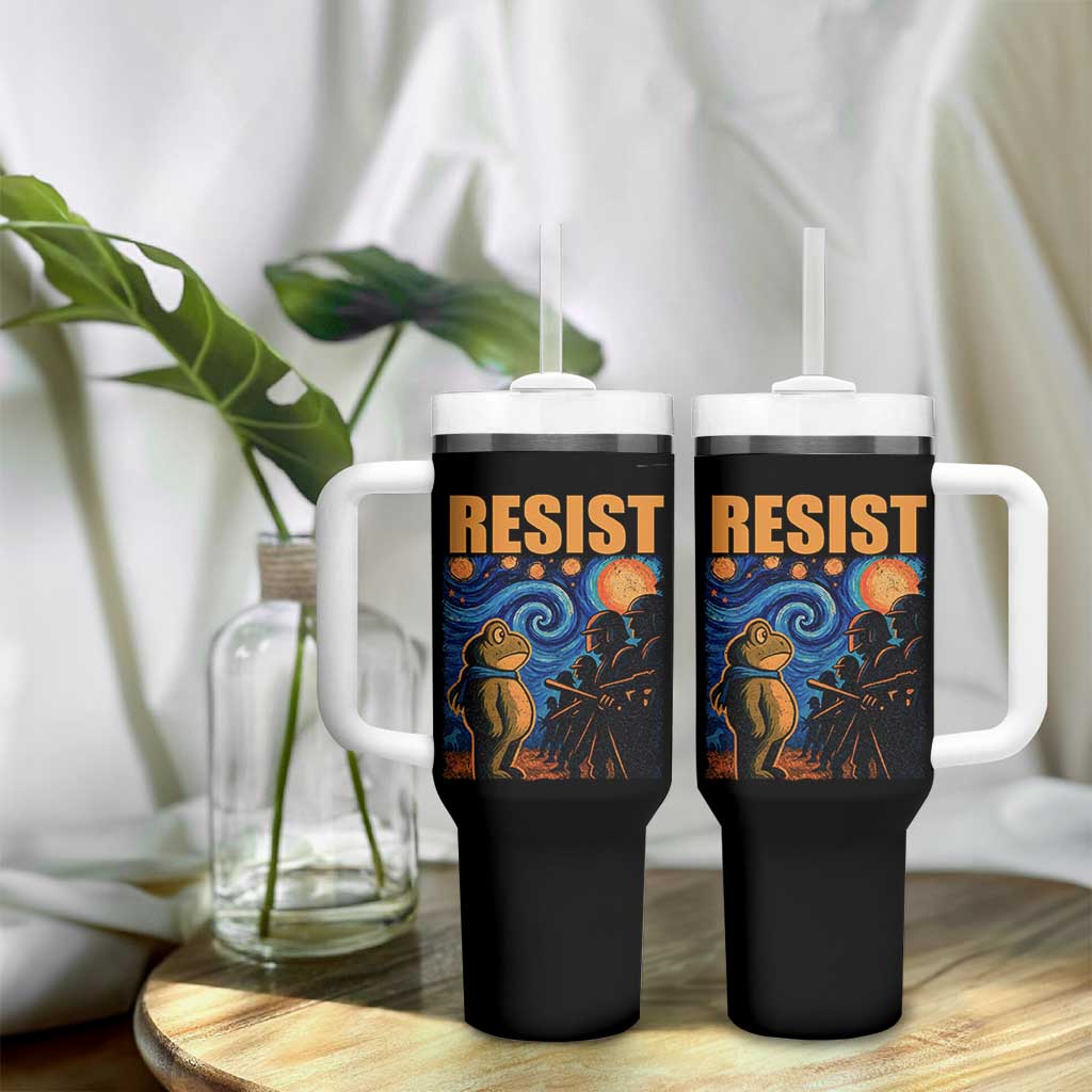 Starry Night Resist Frog Tumbler With Handle Resistance Protest Surreal Art Graphic - Wonder Print Shop