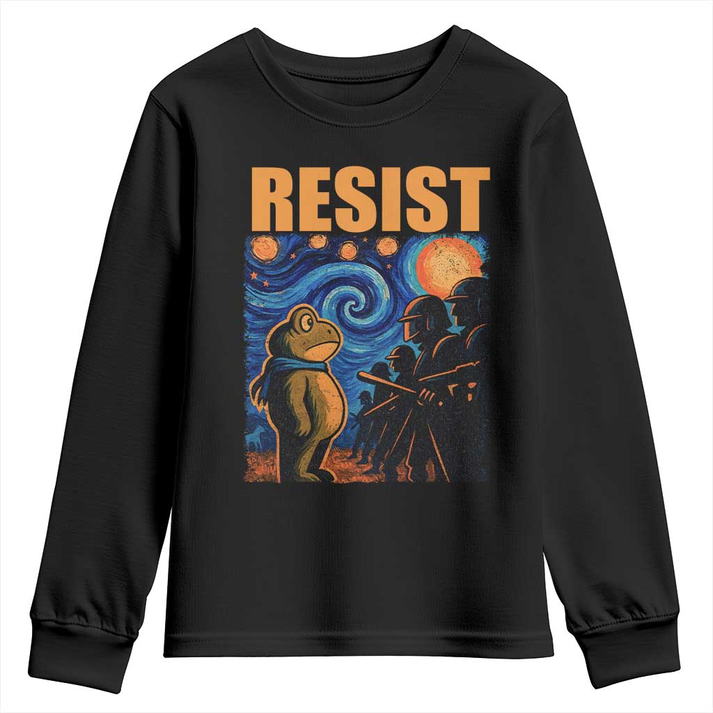 Starry Night Resist Frog Youth Sweatshirt Resistance Protest Surreal Art Graphic - Wonder Print Shop