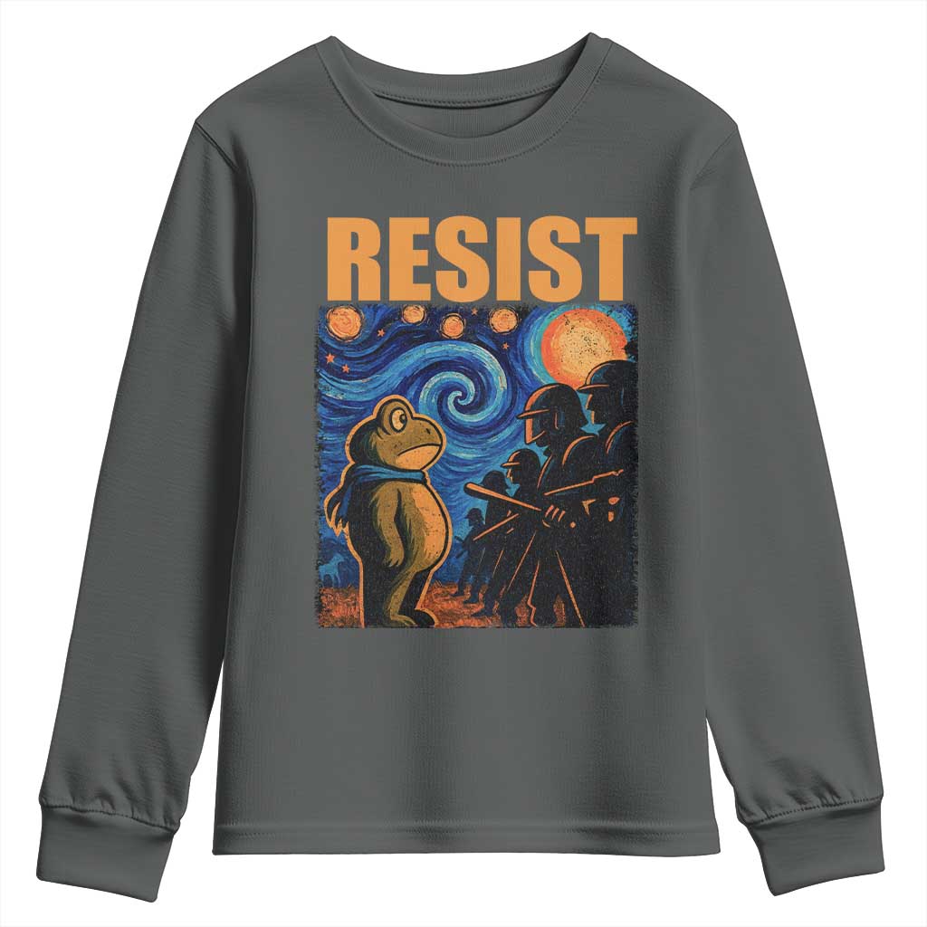 Starry Night Resist Frog Youth Sweatshirt Resistance Protest Surreal Art Graphic - Wonder Print Shop