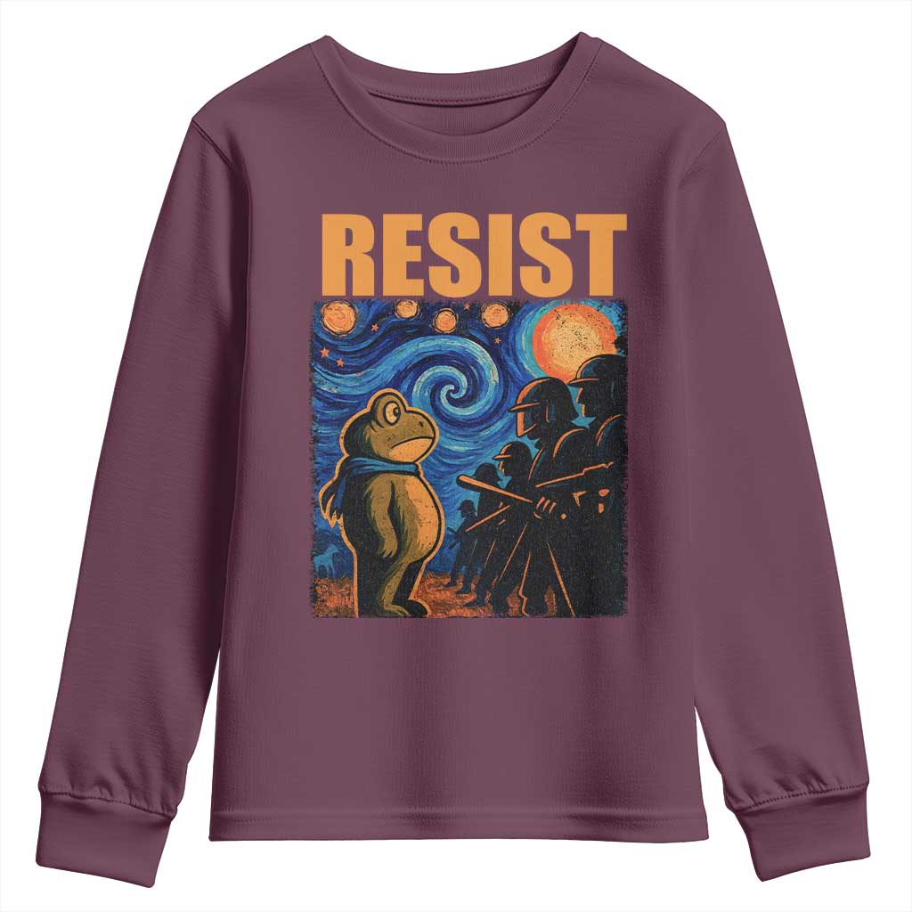 Starry Night Resist Frog Youth Sweatshirt Resistance Protest Surreal Art Graphic - Wonder Print Shop