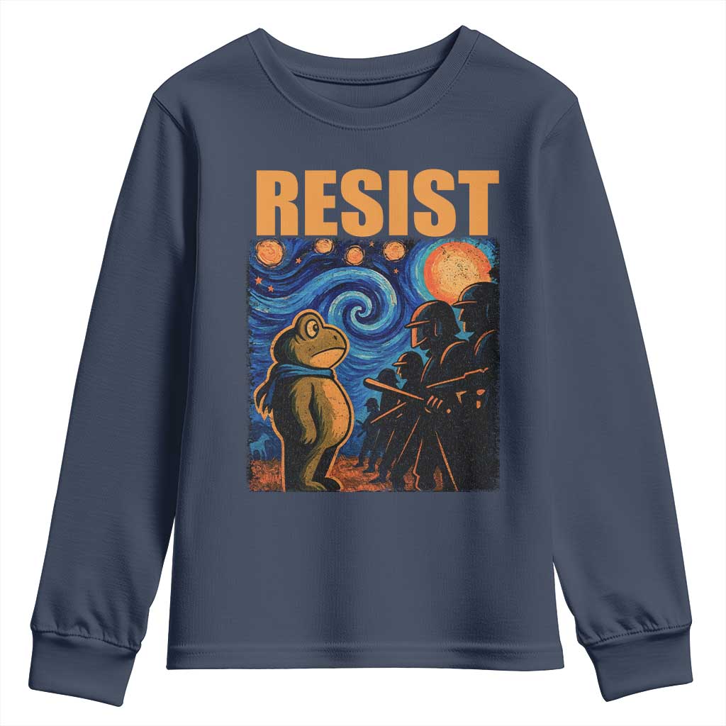 Starry Night Resist Frog Youth Sweatshirt Resistance Protest Surreal Art Graphic - Wonder Print Shop