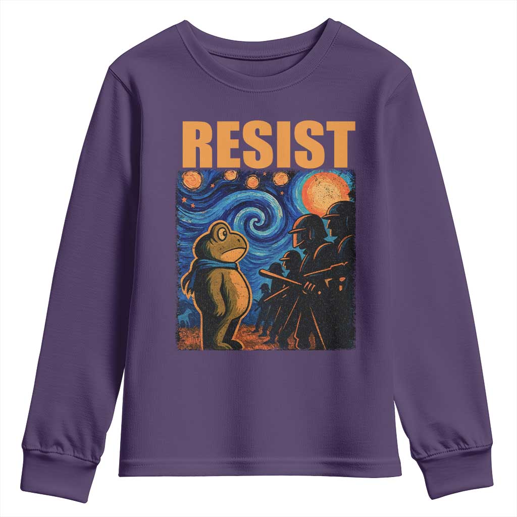 Starry Night Resist Frog Youth Sweatshirt Resistance Protest Surreal Art Graphic - Wonder Print Shop