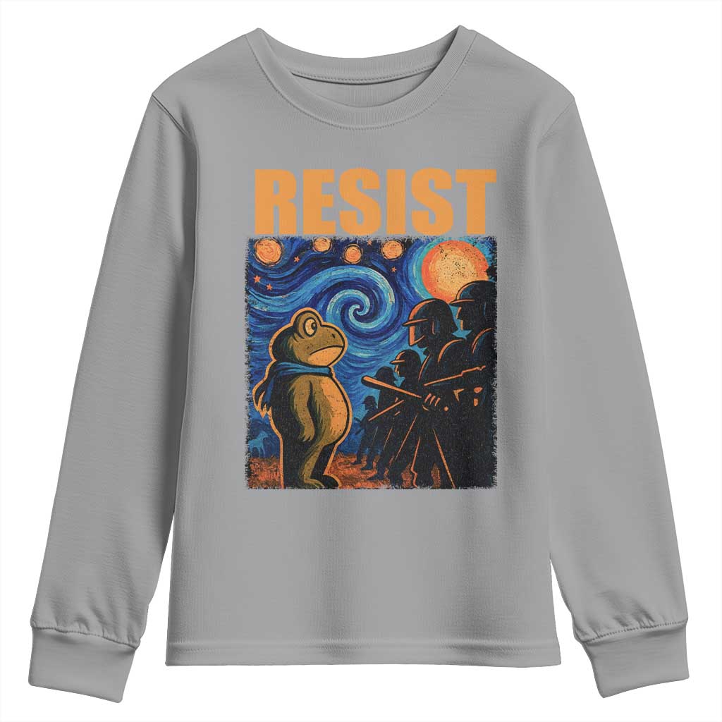 Starry Night Resist Frog Youth Sweatshirt Resistance Protest Surreal Art Graphic - Wonder Print Shop