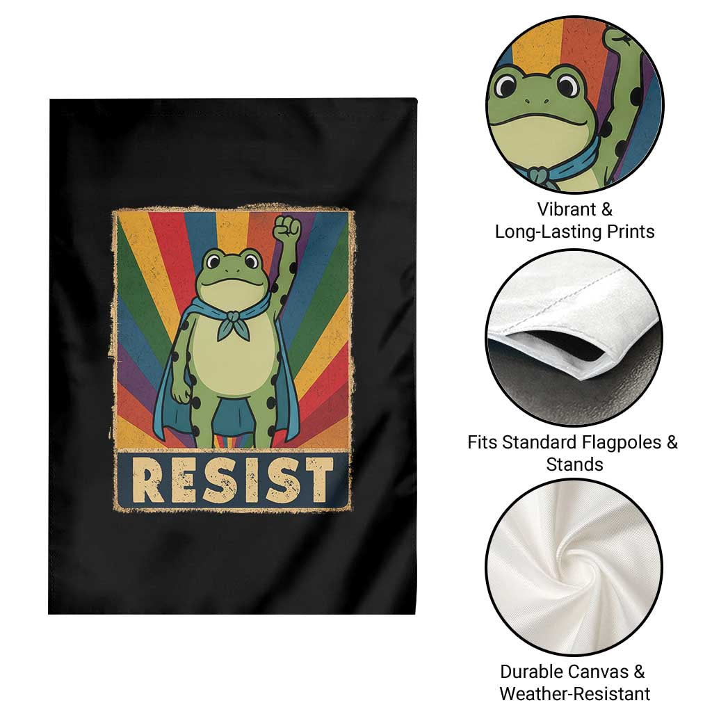 Rainbow Resist Frog Garden Flag Portland Pride and Protest Resistance - Wonder Print Shop