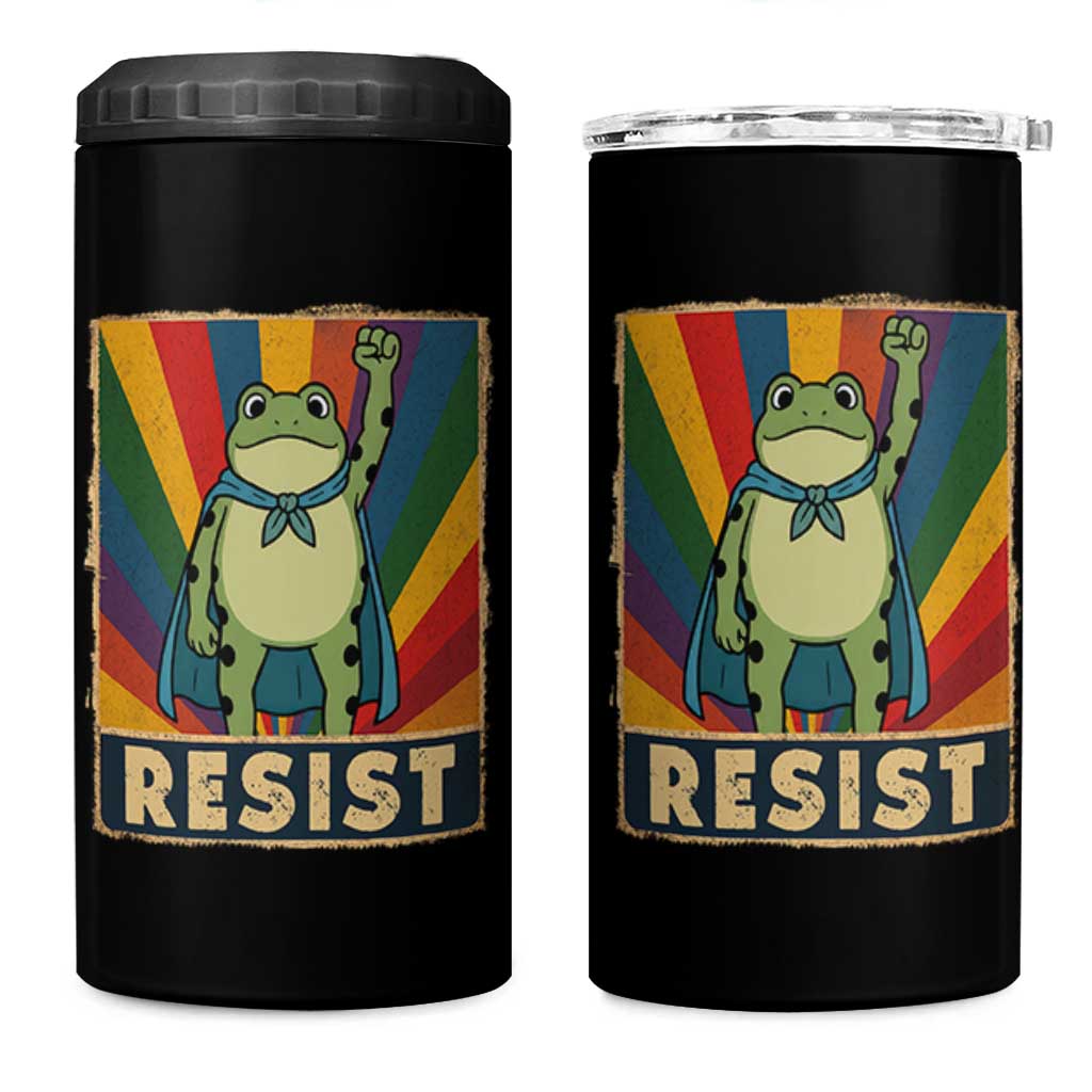 Rainbow Resist Frog 4 in 1 Can Cooler Tumbler Portland Pride and Protest Resistance - Wonder Print Shop