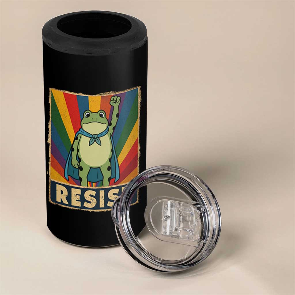 Rainbow Resist Frog 4 in 1 Can Cooler Tumbler Portland Pride and Protest Resistance - Wonder Print Shop