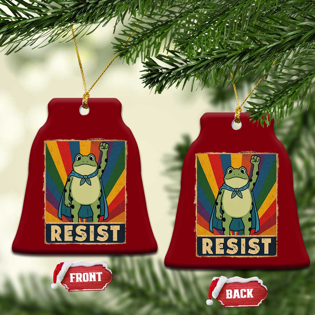 Rainbow Resist Frog Ceramic Ornament Portland Pride and Protest Resistance - Wonder Print Shop