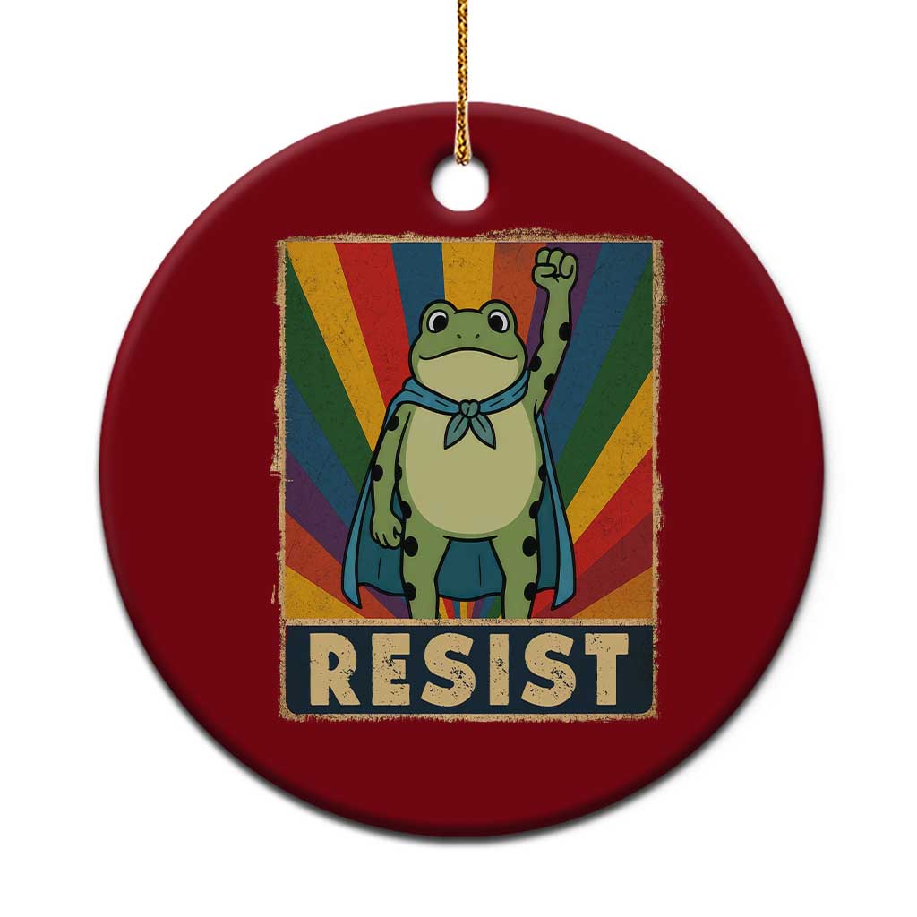 Rainbow Resist Frog Ceramic Ornament Portland Pride and Protest Resistance - Wonder Print Shop