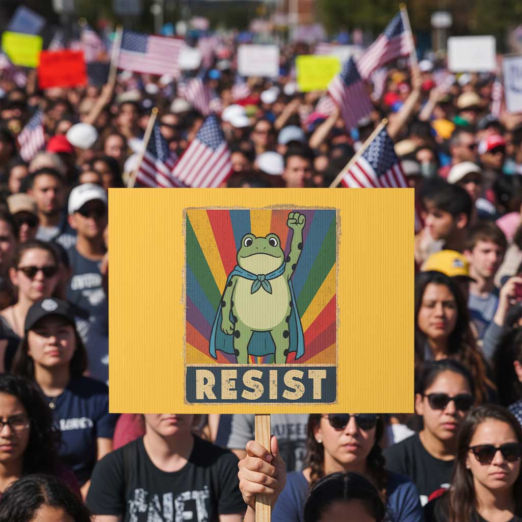 Rainbow Resist Frog Protest Sign Portland Pride and Protest Resistance - Wonder Print Shop
