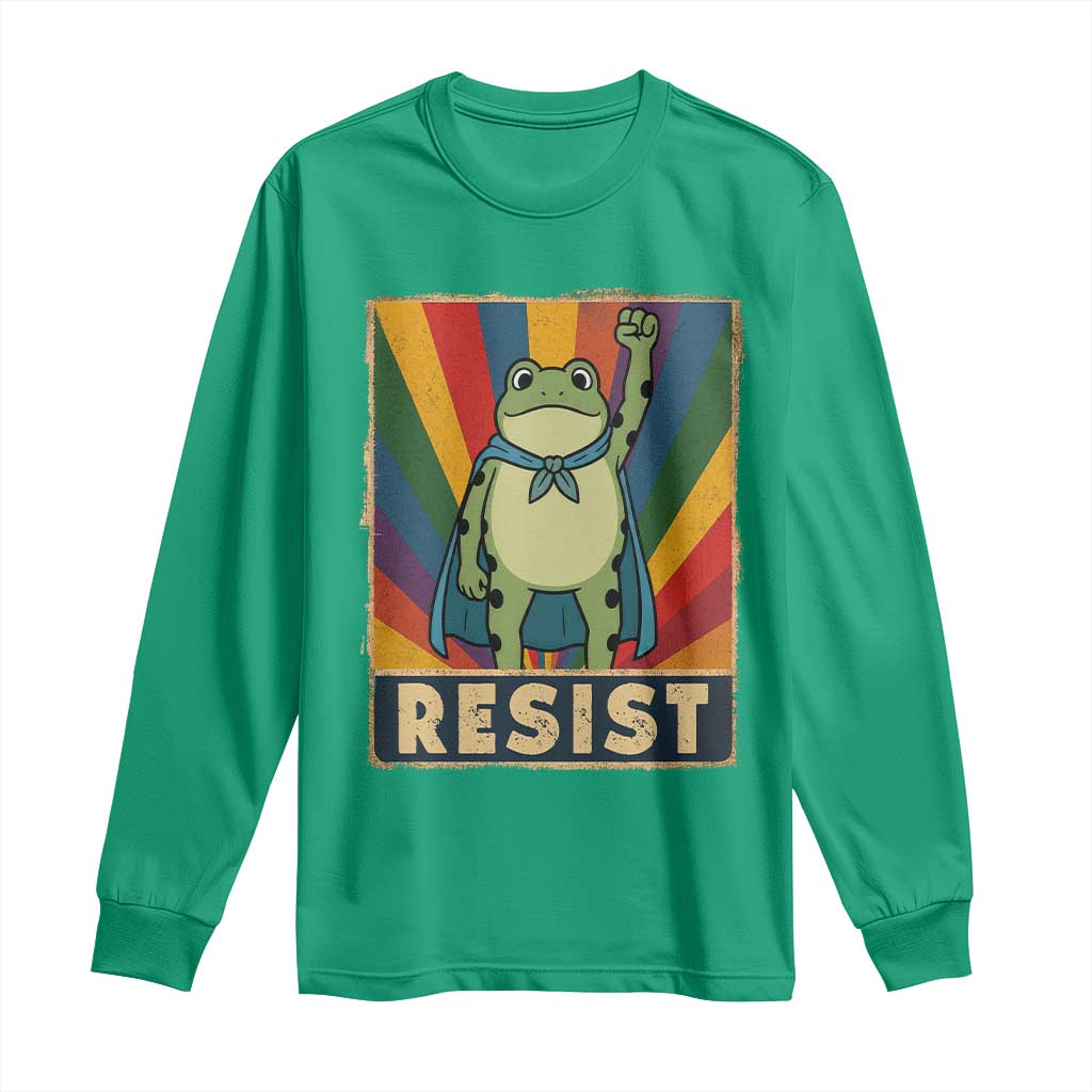 Rainbow Resist Frog Long Sleeve Shirt Portland Pride and Protest Resistance - Wonder Print Shop